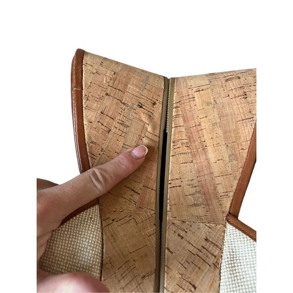 Coach Jazmin Cork Wedge Sandal size 9B Cream Brown - Picture 5 of 13